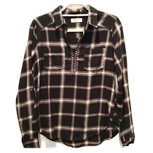 Hollister Black Plaid Flannel Size S New